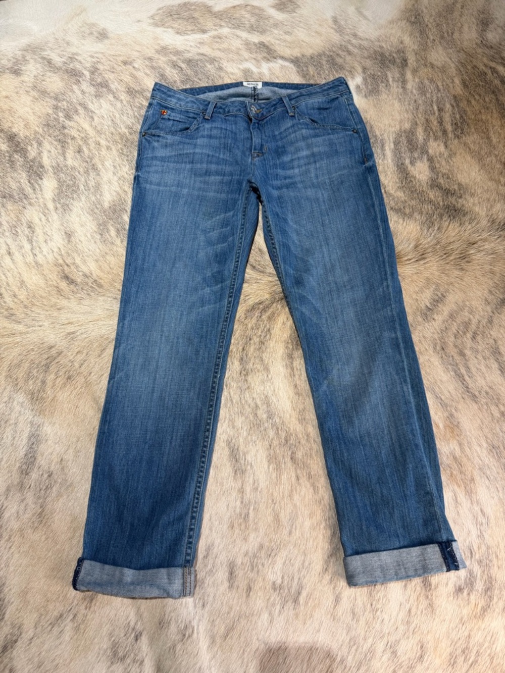 Hudson Jeans Made in USA Size 29 Straight Leg Cuffed Hem Flap Pocket Denim